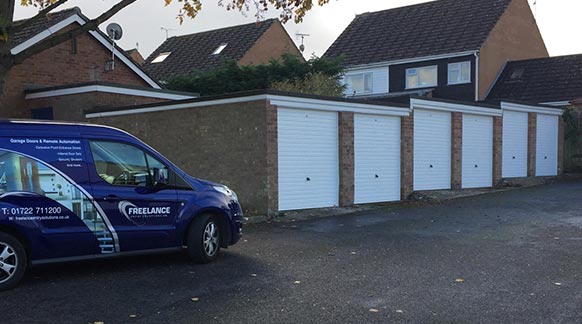 Freelance Entry Solutions Van After Installing Up & Over Garage Doors