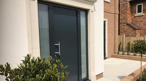 Close Up Shot of Aluminum Hormann Front Door