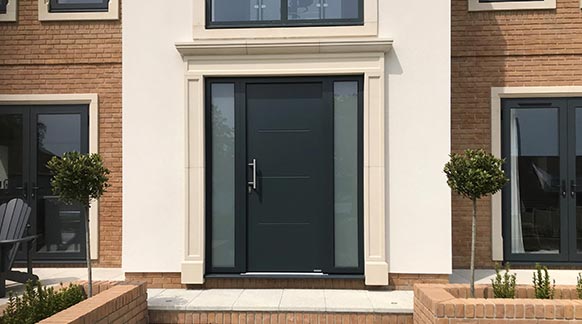 Grey Aluminium Front Door at House in Poole